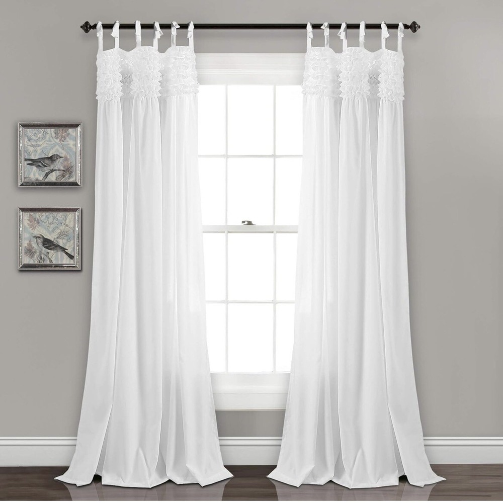 Lush Decor Lydia Ruffle Two Panels 40"X84" White NEW IN PACKAGING
